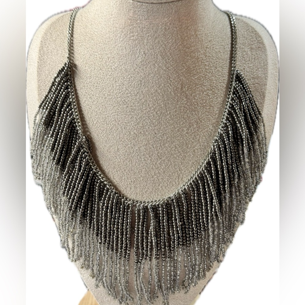 27cm. Adjustable-Idyllwind Silver Fringe Necklace